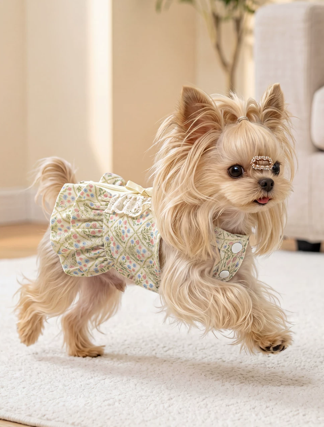 Romantic Floral Suspender Mini Dog Dress