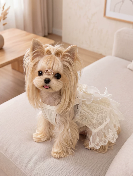 Elegant Lace Suspender Ceremony Pet Dress