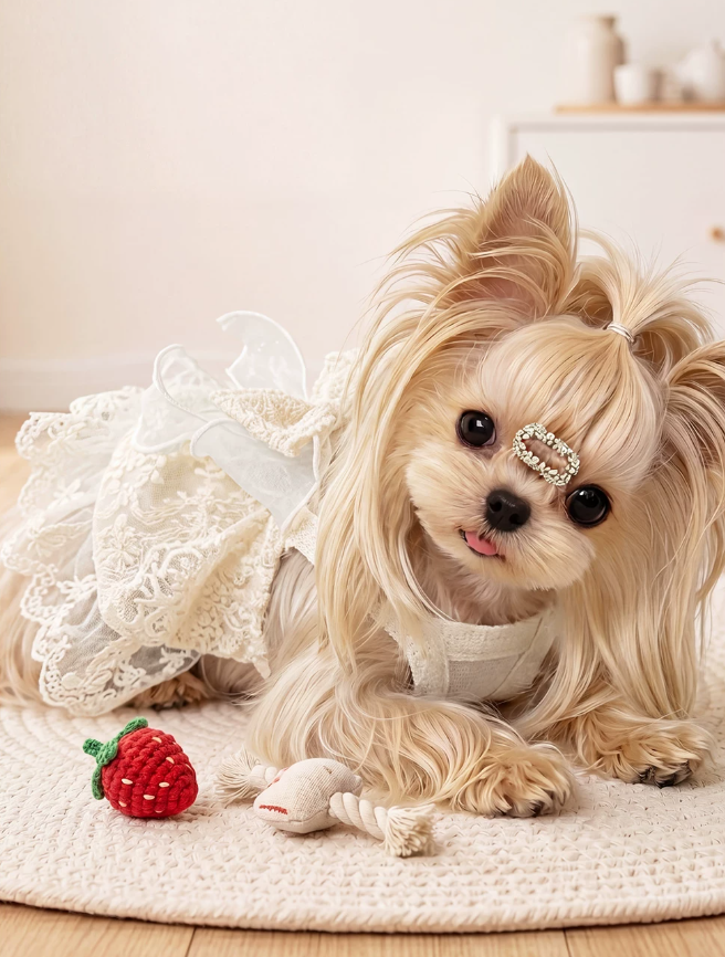 Elegant Lace Suspender Ceremony Pet Dress