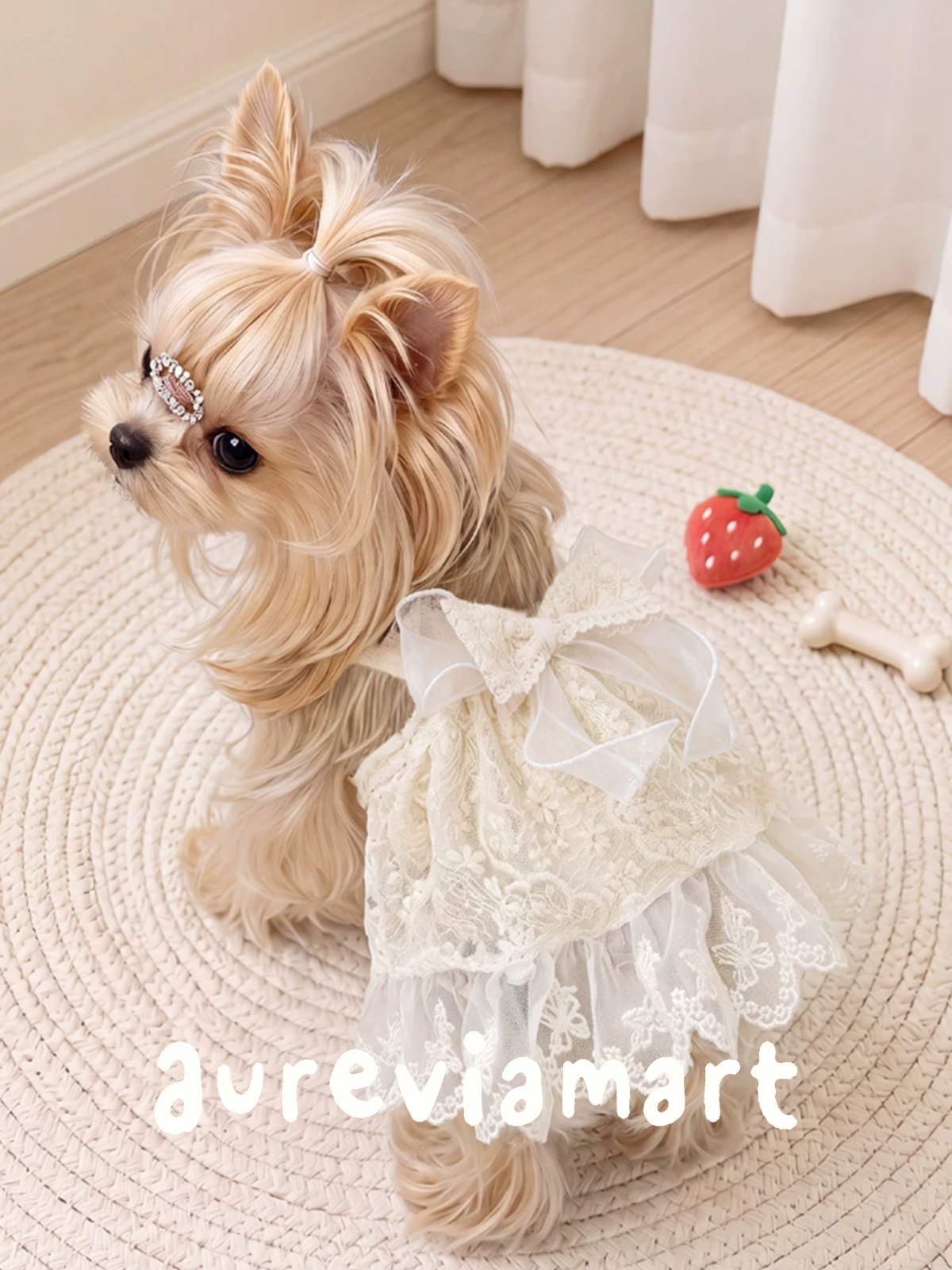 Elegant Lace Suspender Ceremony Pet Dress