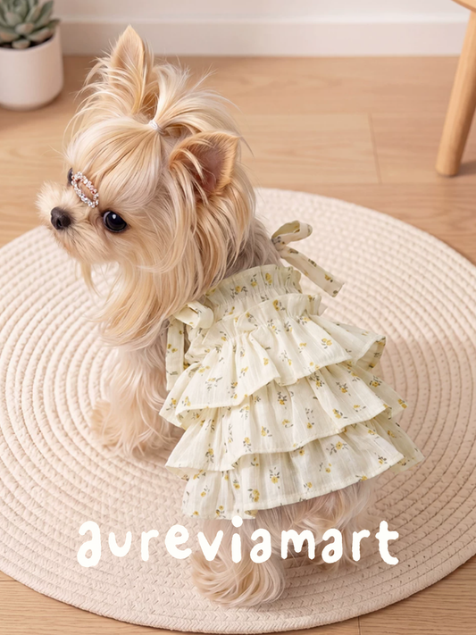 Puffy Suspender Floral Garden Puppy Dress