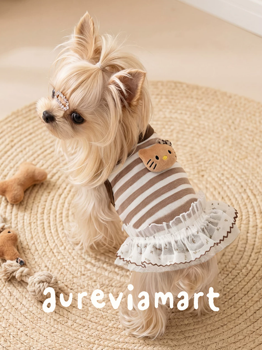 Striped Ruffle Tank Dress for Small Dogs