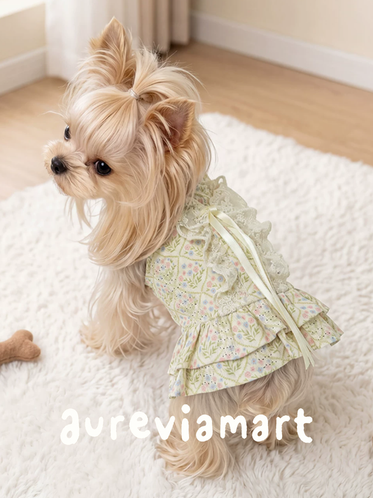 Romantic Floral Suspender Mini Dog Dress