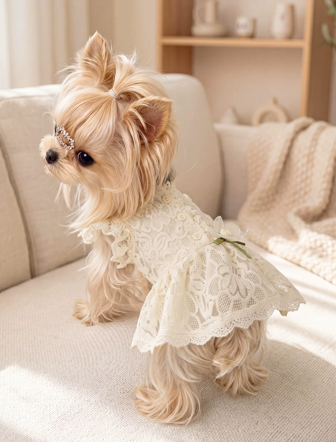 Lace Bridal-Inspired Puppy Gown