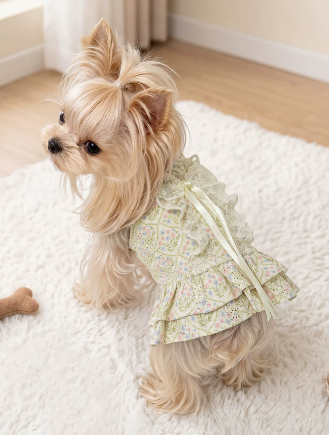 Romantic Floral Suspender Mini Dog Dress