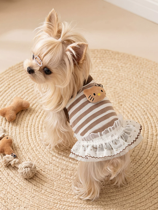 Striped Ruffle Tank Dress for Small Dogs