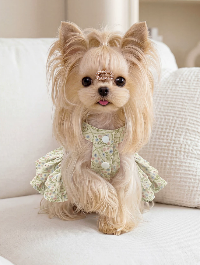 Romantic Floral Suspender Mini Dog Dress