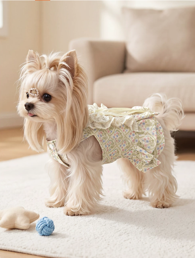 Romantic Floral Suspender Mini Dog Dress
