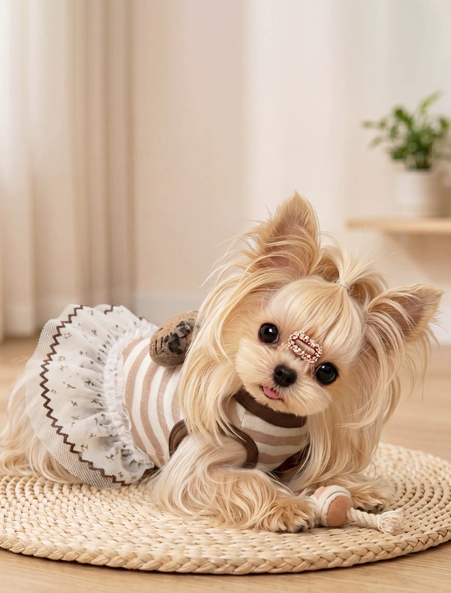 Striped Ruffle Tank Dress for Small Dogs
