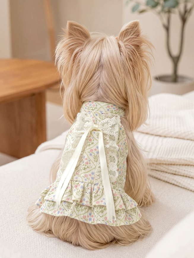 Romantic Floral Suspender Mini Dog Dress
