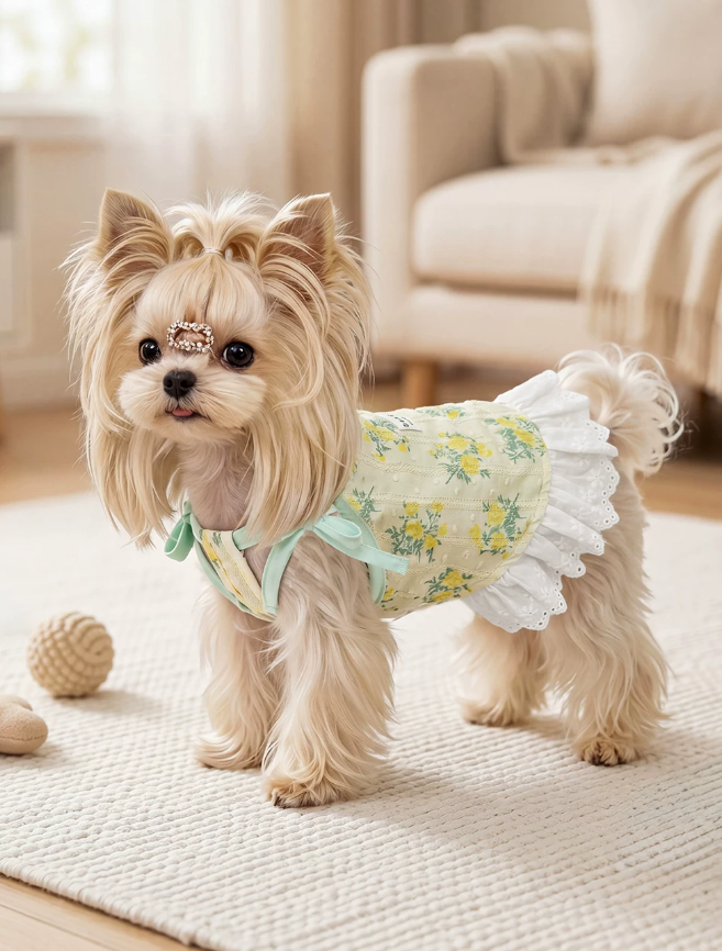 Ditsy Floral Summer Suspender Puppy Dress
