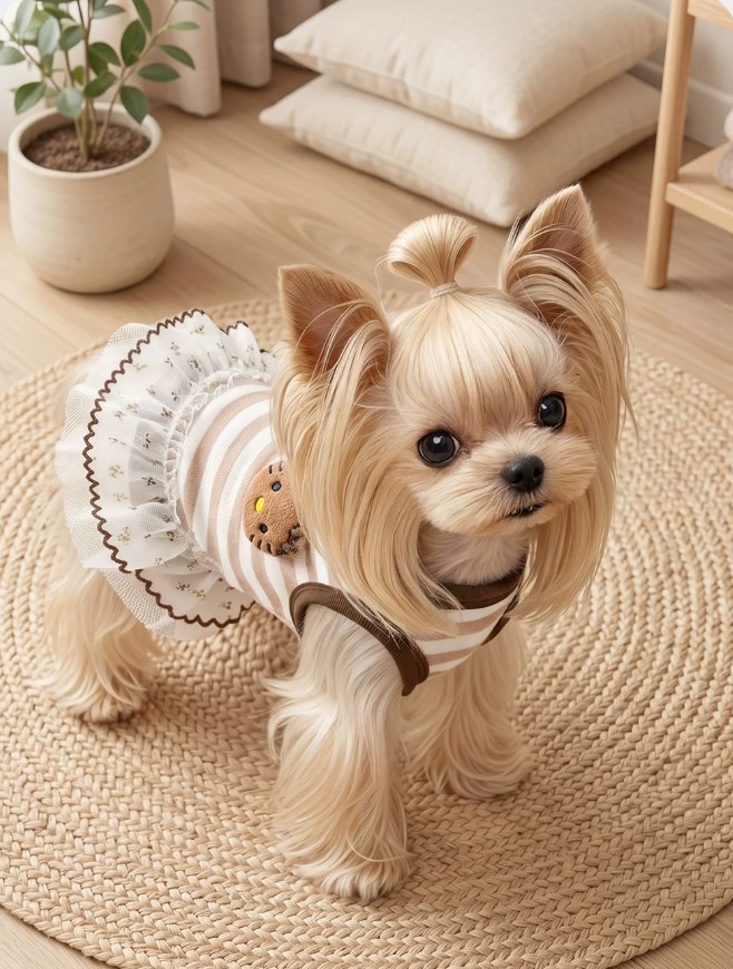 Striped Ruffle Tank Dress for Small Dogs
